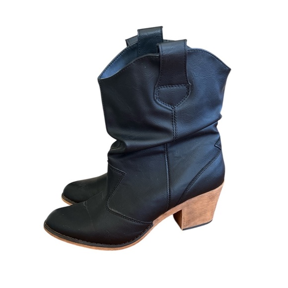 Charles Albert Modern Western Cowgirl Boots Pull Up Low Heel Mid-Calf Boots Sz10 - Picture 6 of 12